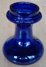 Cobalt blue squat bulbous hyacinth vase, also called 